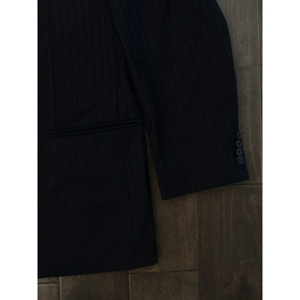 Roberto Villini Jacket Blazer Mens 48L Black/Purple‎ Striped 100% Wool 3-Button